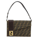 FENDI Zucca Canvas Shoulder Bag Brown Auth 142559-13