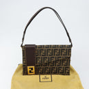 FENDI Zucca Canvas Shoulder Bag Brown Auth 142559-12