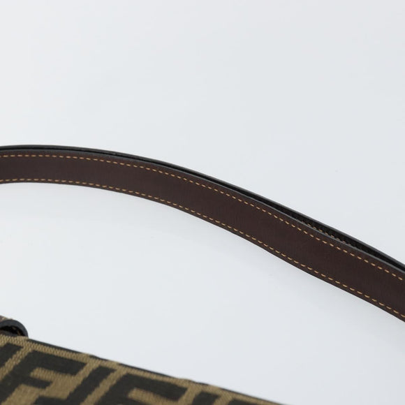 FENDI Zucca Canvas Shoulder Bag Brown Auth 142559