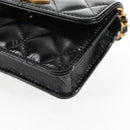 CHANEL Matelasse Chain Mini Shoulder Bag Calf Skin Black Gold CC Auth 142563M-16