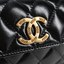 CHANEL Matelasse Chain Mini Shoulder Bag Calf Skin Black Gold CC Auth 142563SAM-19