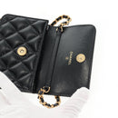 CHANEL Matelasse Chain Mini Shoulder Bag Calf Skin Black Gold CC Auth 142563M-20