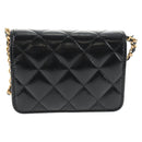 CHANEL Matelasse Chain Mini Shoulder Bag Calf Skin Black Gold CC Auth 142563M-2