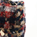 CHANEL Matelasse Chain Shoulder Bag Tweed Red Gold CC Auth 142564M-21
