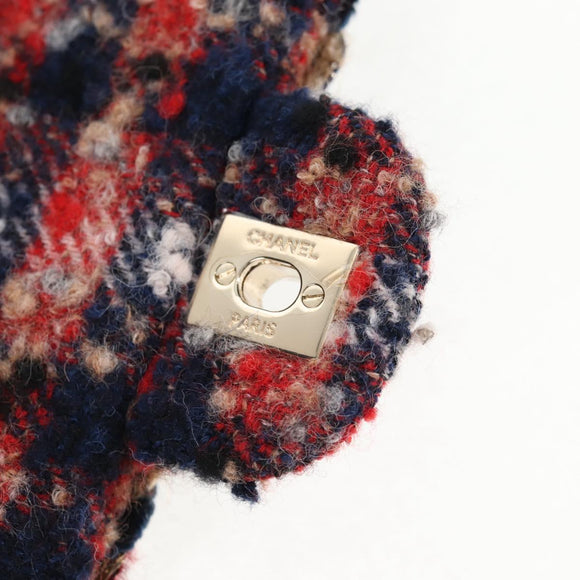 CHANEL Matelasse Chain Shoulder Bag Tweed Red Gold CC Auth 142564M