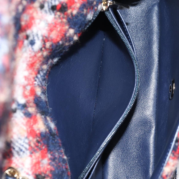 CHANEL Matelasse Chain Shoulder Bag Tweed Red Gold CC Auth 142564M