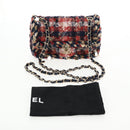 CHANEL Matelasse Chain Shoulder Bag Tweed Red Gold CC Auth 142564M-12