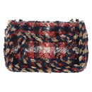 CHANEL Matelasse Chain Shoulder Bag Tweed Red Gold CC Auth 142564M-2