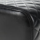 CHANEL Matelasse Vanity Pouch Lamb Skin Black Silver CC Auth 142565M-11