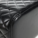 CHANEL Matelasse Vanity Pouch Lamb Skin Black Silver CC Auth 142565M-12