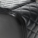 CHANEL Matelasse Vanity Pouch Lamb Skin Black Silver CC Auth 142565M-13