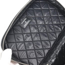 CHANEL Matelasse Vanity Pouch Lamb Skin Black Silver CC Auth 142565M-17
