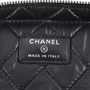 CHANEL Matelasse Vanity Pouch Lamb Skin Black Silver CC Auth 142565M-18
