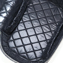 CHANEL Matelasse Vanity Pouch Lamb Skin Black Silver CC Auth 142565M-19