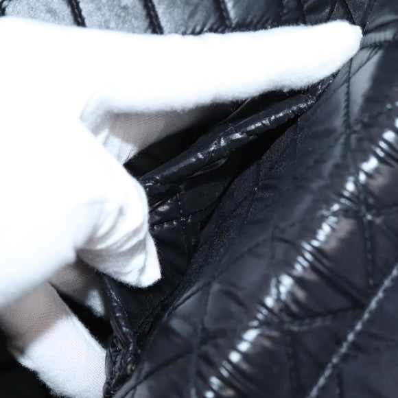 CHANEL Matelasse Vanity Pouch Lamb Skin Black Silver CC Auth 142565M