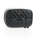CHANEL Matelasse Vanity Pouch Lamb Skin Black Silver CC Auth 142565M-6