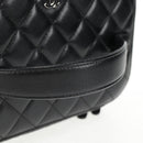 CHANEL Matelasse Vanity Pouch Lamb Skin Black Silver CC Auth 142565M-7