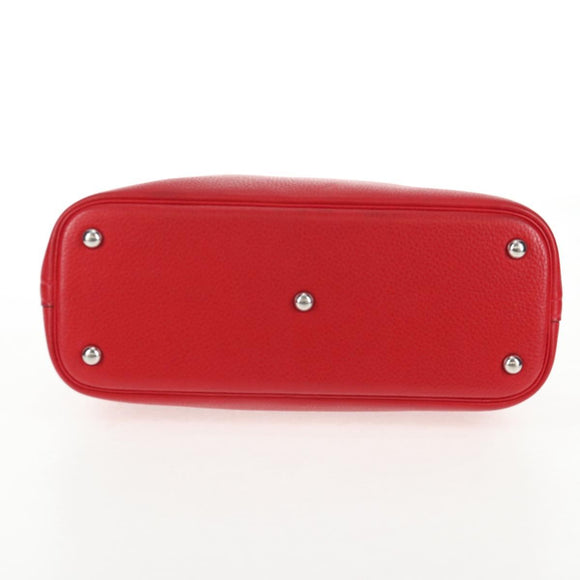 HERMES Bolide 31 Hand Bag Taurillon Leather Red Silver Auth 142568M