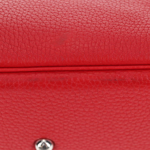 HERMES Bolide 31 Hand Bag Taurillon Leather Red Silver Auth 142568SM