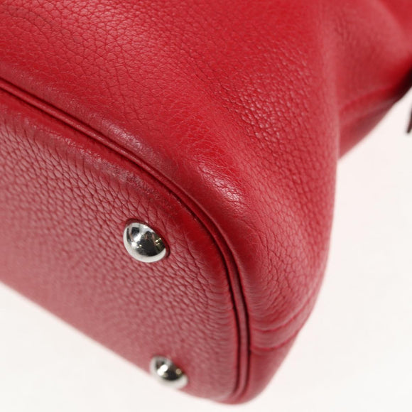 HERMES Bolide 31 Hand Bag Taurillon Leather Red Silver Auth 142568SM
