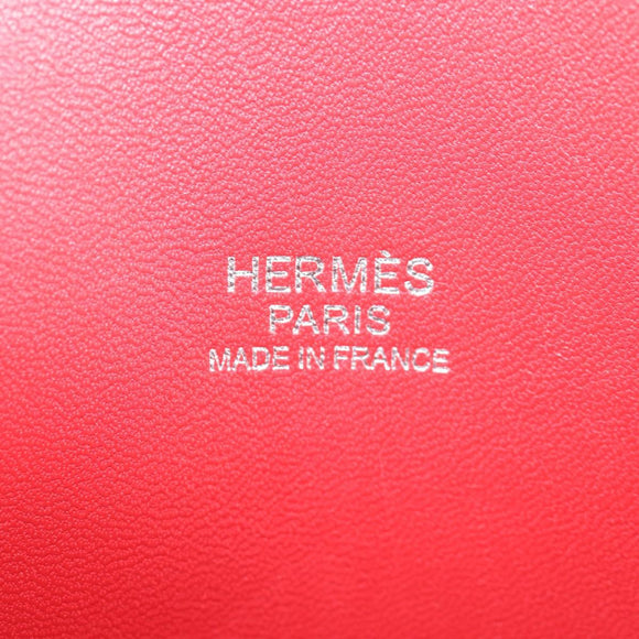 HERMES Bolide 31 Hand Bag Taurillon Leather Red Silver Auth 142568SM