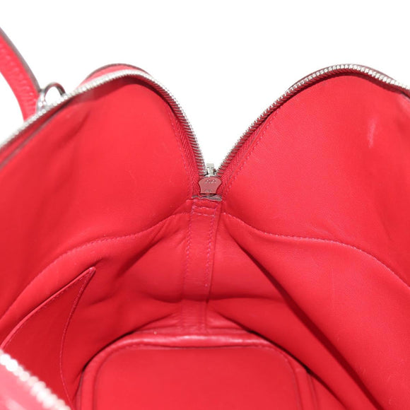 HERMES Bolide 31 Hand Bag Taurillon Leather Red Silver Auth 142568M