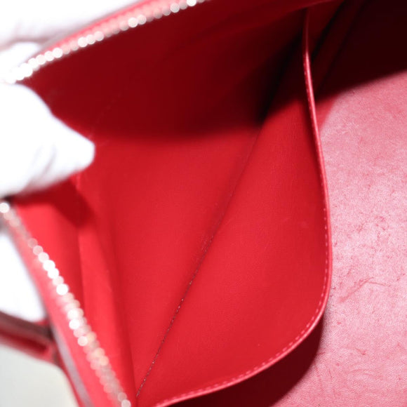 HERMES Bolide 31 Hand Bag Taurillon Leather Red Silver Auth 142568M