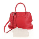 HERMES Bolide 31 Hand Bag Taurillon Leather Red Silver Auth 142568M-12
