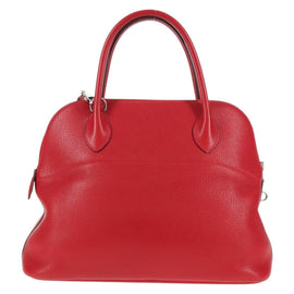 HERMES Bolide 31 Hand Bag Taurillon Leather Red Silver Auth 142568SM - 0