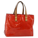 LOUIS VUITTON Monogram Vernis Reade PM Hand Bag Red Rouge M91088 LV Auth 142618-1