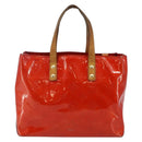 LOUIS VUITTON Monogram Vernis Reade PM Hand Bag Red Rouge M91088 LV Auth 142618-13