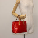 LOUIS VUITTON Monogram Vernis Reade PM Hand Bag Red Rouge M91088 LV Auth 142620-21