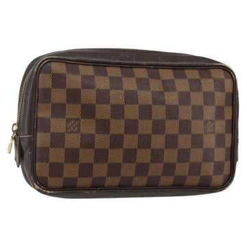 LOUIS VUITTON Damier Ebene Trousse Toilette25 Clutch Bag N47624 LV Auth 142642