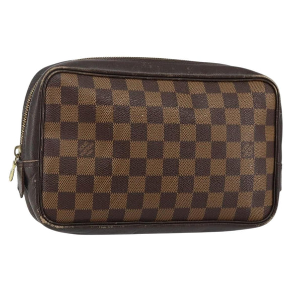 LOUIS VUITTON Damier Ebene Trousse Toilette25 Clutch Bag N47624 LV Auth 142642