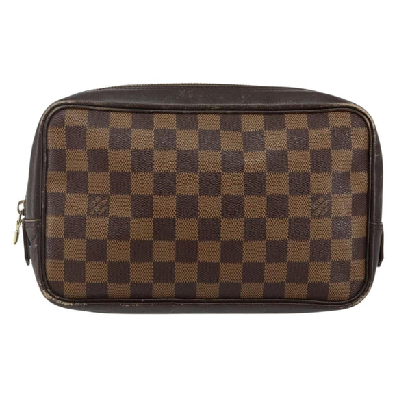 LOUIS VUITTON Damier Ebene Trousse Toilette25 Clutch Bag N47624 LV Auth 142642