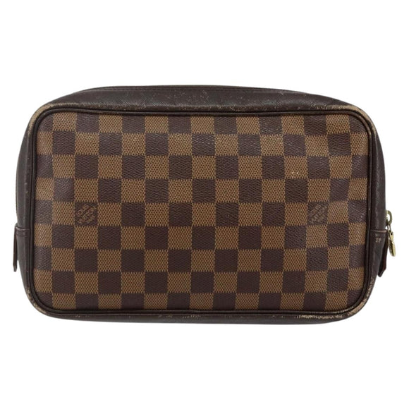 LOUIS VUITTON Damier Ebene Trousse Toilette25 Clutch Bag N47624 LV Auth 142642