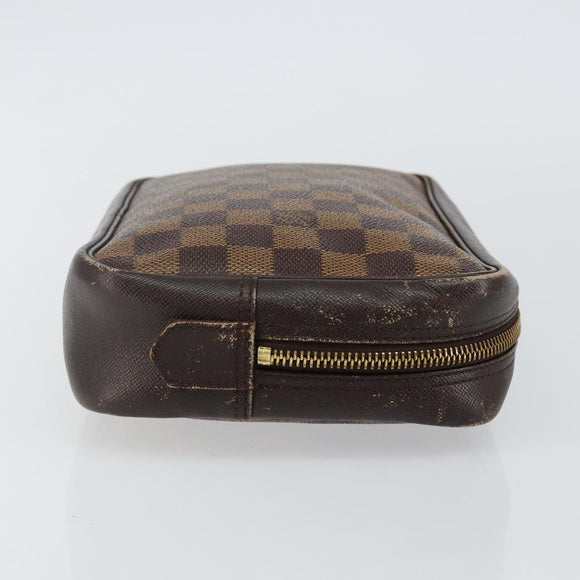 LOUIS VUITTON Damier Ebene Trousse Toilette25 Clutch Bag N47624 LV Auth 142642