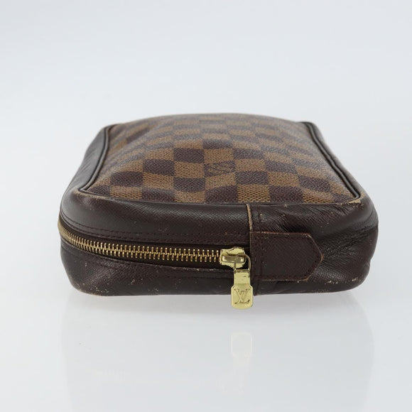 LOUIS VUITTON Damier Ebene Trousse Toilette25 Clutch Bag N47624 LV Auth 142642