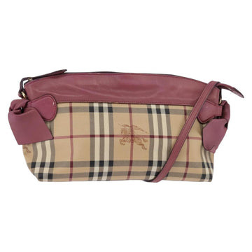 Burberrys Nova Check Shoulder Bag PVC Beige Gold Auth 142645