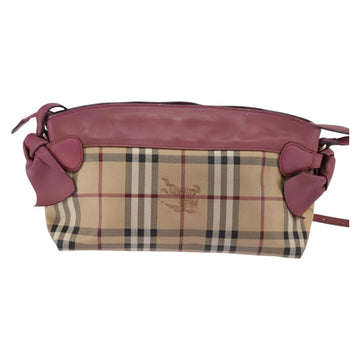 Burberrys Nova Check Shoulder Bag PVC Beige Gold Auth 142645 - 0