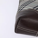 BURBERRY Nova Check Blue Label Shoulder Bag Nylon Gray Silver Auth 142647-10