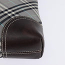 BURBERRY Nova Check Blue Label Shoulder Bag Nylon Gray Silver Auth 142647-11