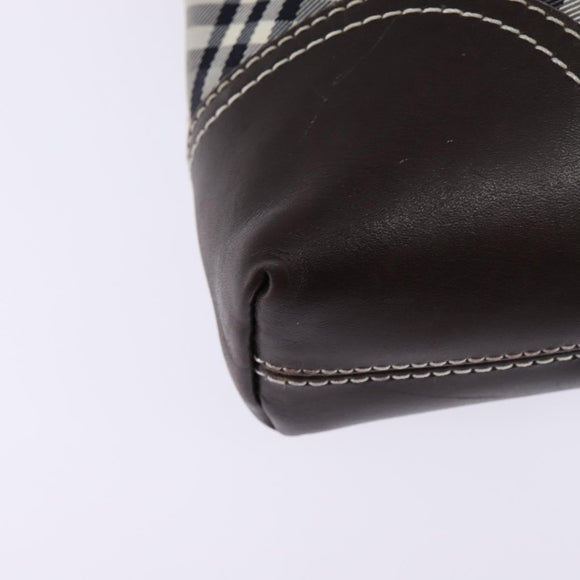 BURBERRY Nova Check Blue Label Shoulder Bag Nylon Gray Silver Auth 142647