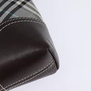 BURBERRY Nova Check Blue Label Shoulder Bag Nylon Gray Silver Auth 142647-13