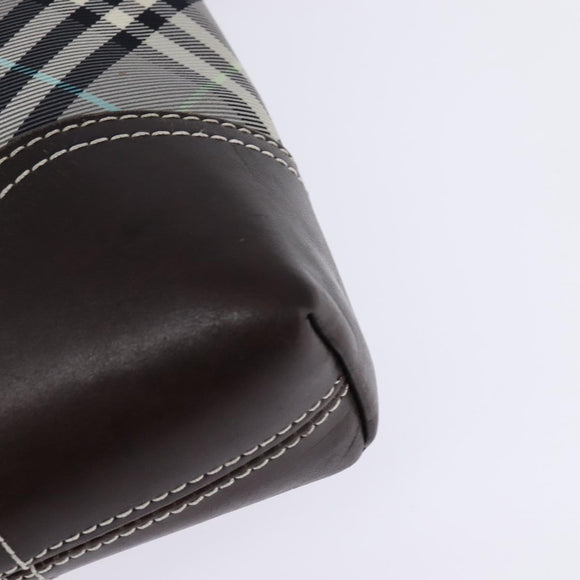 BURBERRY Nova Check Blue Label Shoulder Bag Nylon Gray Silver Auth 142647