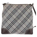 BURBERRY Nova Check Blue Label Shoulder Bag Nylon Gray Silver Auth 142647-2