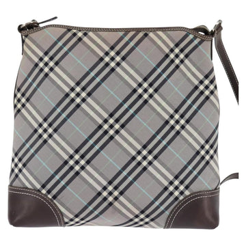BURBERRY Nova Check Blue Label Shoulder Bag Nylon Gray Silver Auth 142647 - 0