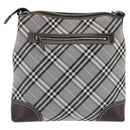 BURBERRY Nova Check Blue Label Shoulder Bag Nylon Gray Silver Auth 142647-3