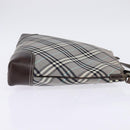 BURBERRY Nova Check Blue Label Shoulder Bag Nylon Gray Silver Auth 142647-5