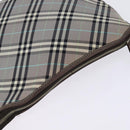 BURBERRY Nova Check Blue Label Shoulder Bag Nylon Gray Silver Auth 142647-6